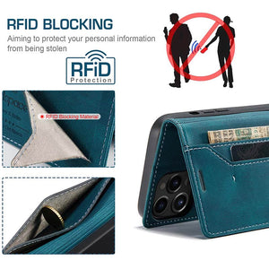 Casekis Retro RFID Wallet Phone Case Blue