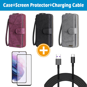 Casekis Zipper Wallet Detachable Phone Case for Galaxy S21 FE 5G
