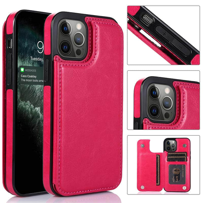 Casekis Leather Wallet Phone Case Rose Red