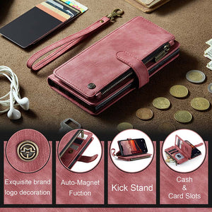 Casekis Leather Zipper Phone Case For iPhone 14