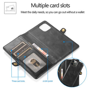Casekis Magnetic Detachable 9 Cards Leather Phone Case Black