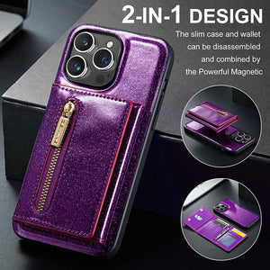 Casekis Glitter Cardholer Magnetic Phone Case for iPhone 14 Pro