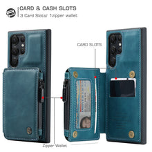 Load image into Gallery viewer, Casekis Zipper Cardholder Wallet Phone Case Blue
