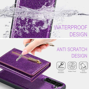 Casekis Glitter Cardholer Magnetic Phone Case for Galaxy S23 Plus 5G