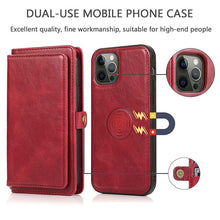 Load image into Gallery viewer, Casekis Magnetic Detachable 9 Cards Leather Phone Case Red
