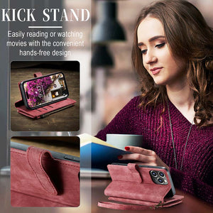Casekis Leather Zipper Phone Case For iPhone 14 Pro