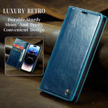 Load image into Gallery viewer, CASEKIS Luxury Flip Leather Phone Case Blue
