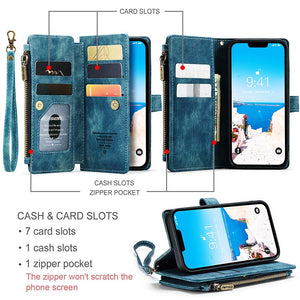 Casekis Leather Zipper Phone Case For iPhone 14 Plus