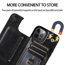 Load image into Gallery viewer, Casekis Leather Wallet Phone Case Black
