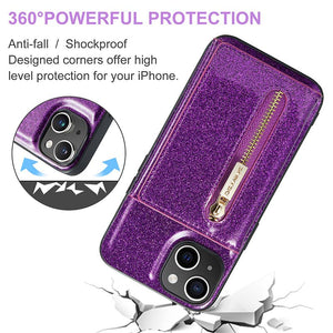 Casekis Glitter Cardholer Magnetic Phone Case for iPhone 14