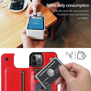 Casekis Leather Wallet Phone Case Red