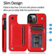 Load image into Gallery viewer, Casekis Leather Wallet Phone Case Red
