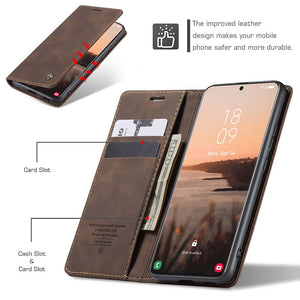 Casekis Retro Wallet Case For Galaxy S21 Ultra 5G