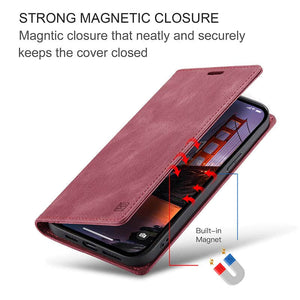 Casekis Retro RFID Wallet Phone Case Red