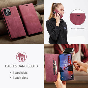 Casekis Retro RFID Wallet Phone Case Red