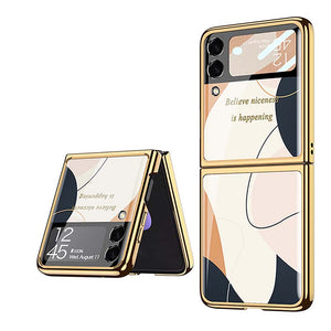 Casekis Fashion Glass Electroplated Phone Case-Morandi for Galaxy Z Flip3 5G