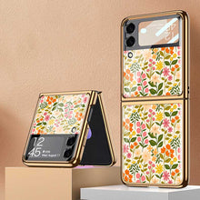 画像をギャラリービューアに読み込む, Casekis Fashion Glass Electroplated Phone Case-Flower for Galaxy Z Flip3 5G
