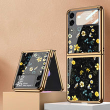 画像をギャラリービューアに読み込む, Casekis Fashion Glass Electroplated Phone Case-Flower for Galaxy Z Flip3 5G
