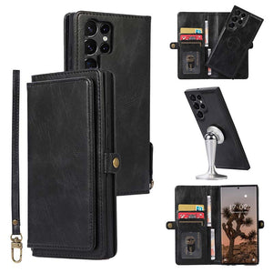 Casekis Magnetic Detachable 9 Cards Leather Phone Case Black