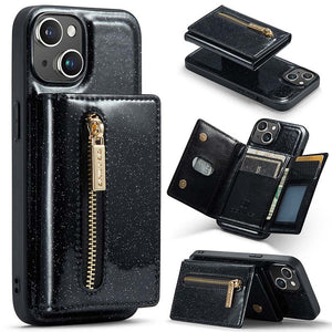 Casekis Glitter Cardholer Magnetic Phone Case for iPhone 14