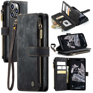 Casekis Leather Zipper Phone Case For iPhone 14 Pro Max