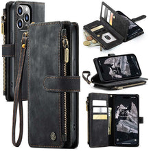 Load image into Gallery viewer, Casekis Leather Zipper Phone Case For iPhone 14 Pro
