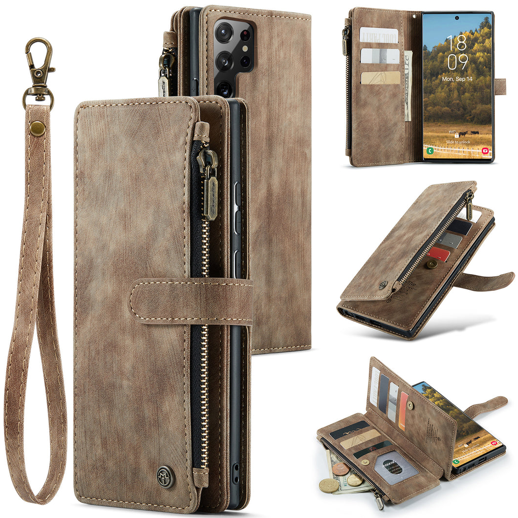 Casekis Leather Zipper Phone Case Brown