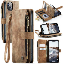 Load image into Gallery viewer, Casekis Leather Zipper Phone Case For iPhone 14 Plus
