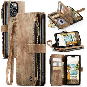 Casekis Leather Zipper Phone Case For iPhone 14 Pro