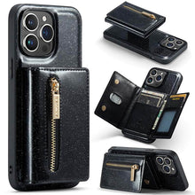 Cargar imagen en el visor de la galería, Casekis Glitter Cardholer Magnetic Phone Case Black
