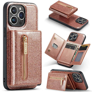 Casekis Glitter Cardholer Magnetic Phone Case Rose Gold