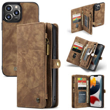 Load image into Gallery viewer, Casekis Zipper Wallet PU Leather Case Brown
