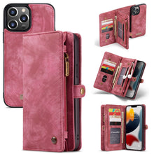 Load image into Gallery viewer, Casekis Zipper Wallet PU Leather Case Red
