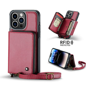 Casekis Zipper Crossbody Wallet RFID Phone Case Red