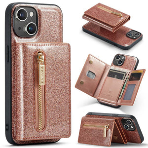 Casekis Glitter Cardholer Magnetic Phone Case for iPhone 14 Plus