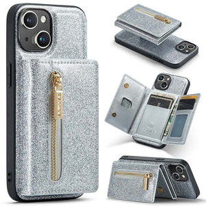 Casekis Glitter Cardholer Magnetic Phone Case for iPhone 14